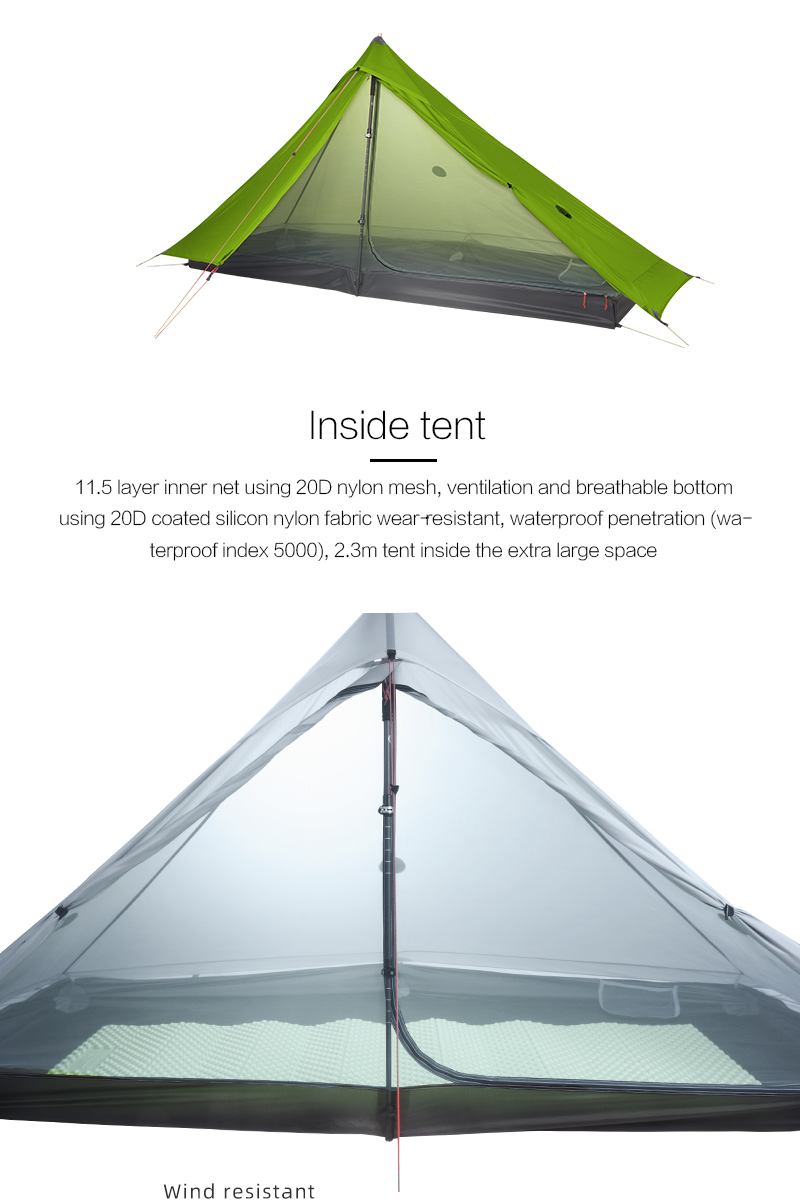Cheap Goat Tents 3F UL GEAR Lanshan 1 Pro Waterproof Tents 3 4 Season 15D Silnylon Rodless Tent Outdoor 1 Person Light Weight Camping Tent   